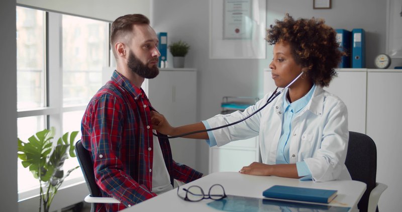 Patient undergoing a routine physical exam